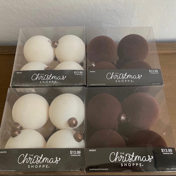 Flocked Velvet Ornaments Cream/Dark Brown 80mm, 3” - Hobby Lobby - Picture 2 of 2
